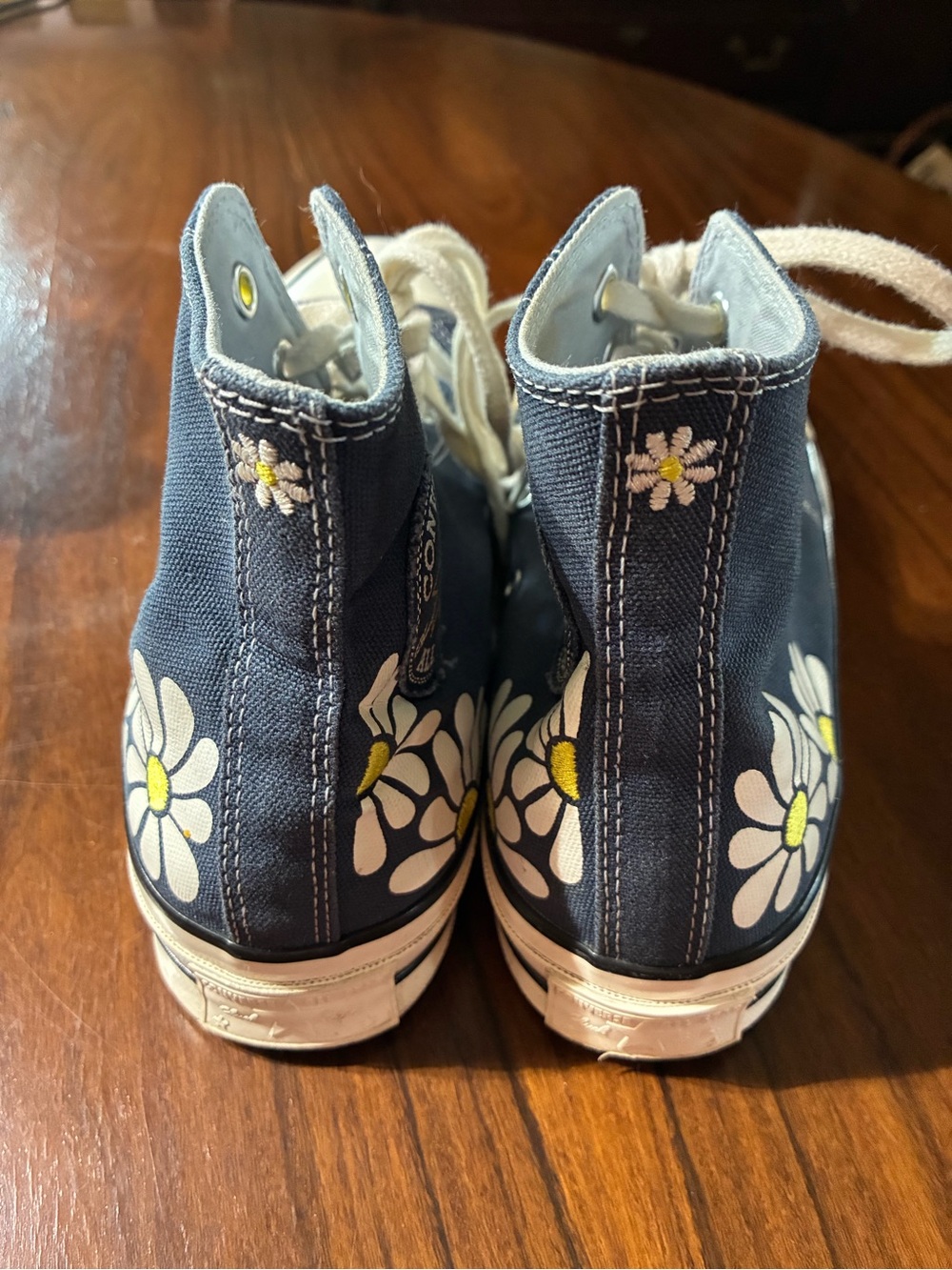 Converse Womens Navy High Top Sneakers with Daisy Accents - Picture 7 of 10